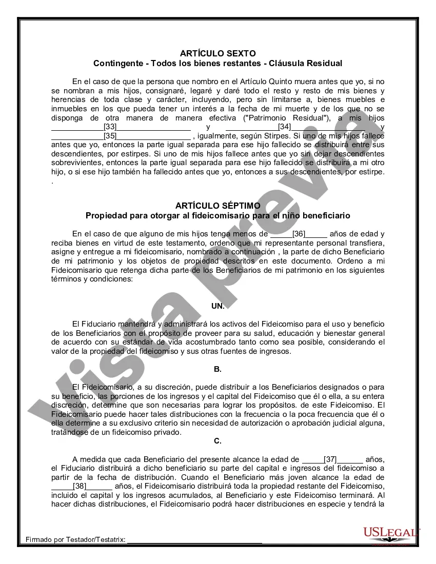 Preview Testamentos Mutuos o Últimas Voluntades y Testamentos para Personas Solteras que conviven con Hijos Menores