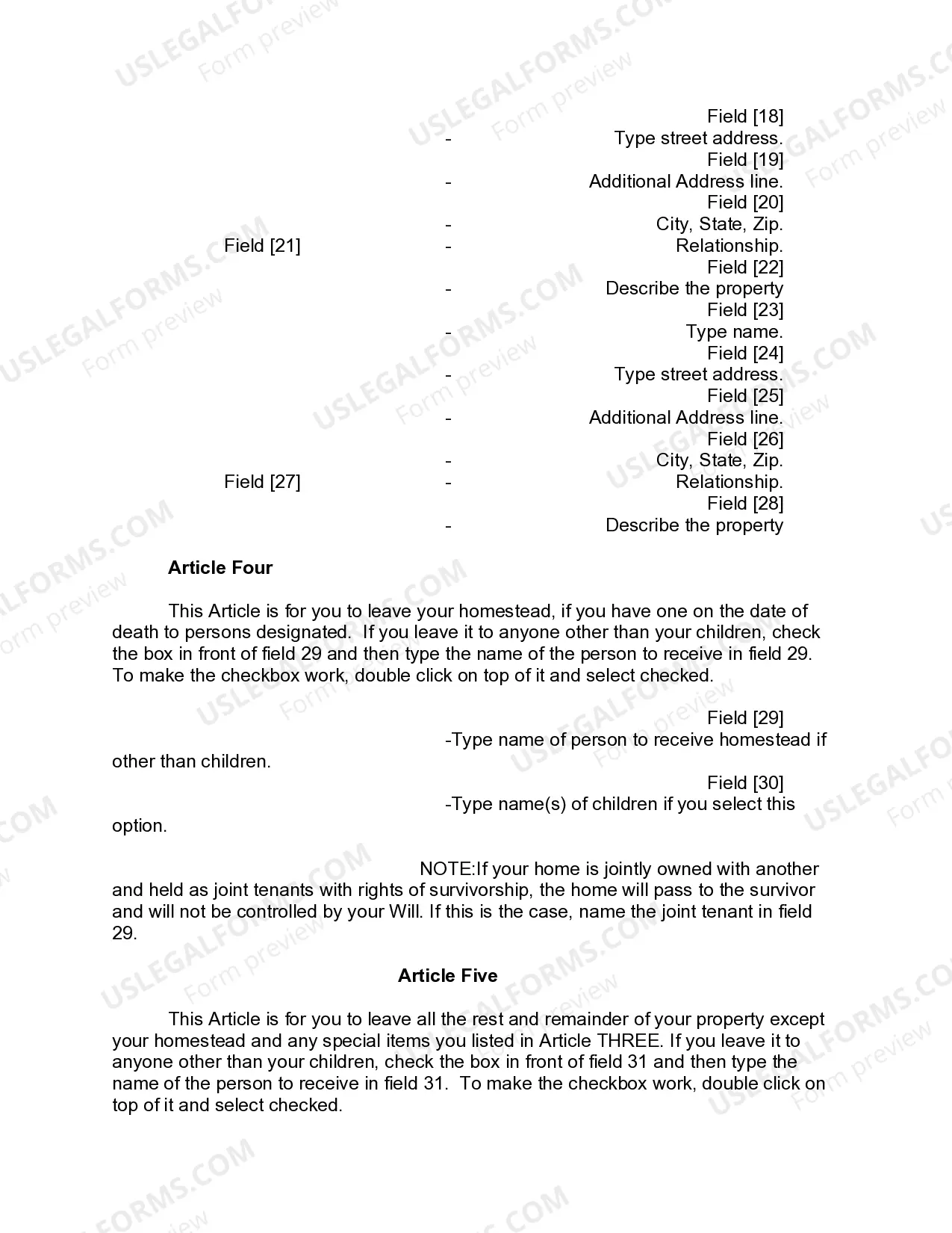 Preview Mutual Wills or Last Will and Testaments for Man and Woman living together, not Married with Minor Children