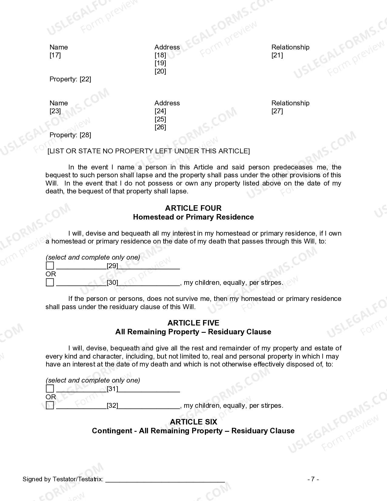 Preview Mutual Wills or Last Will and Testaments for Man and Woman living together, not Married with Minor Children