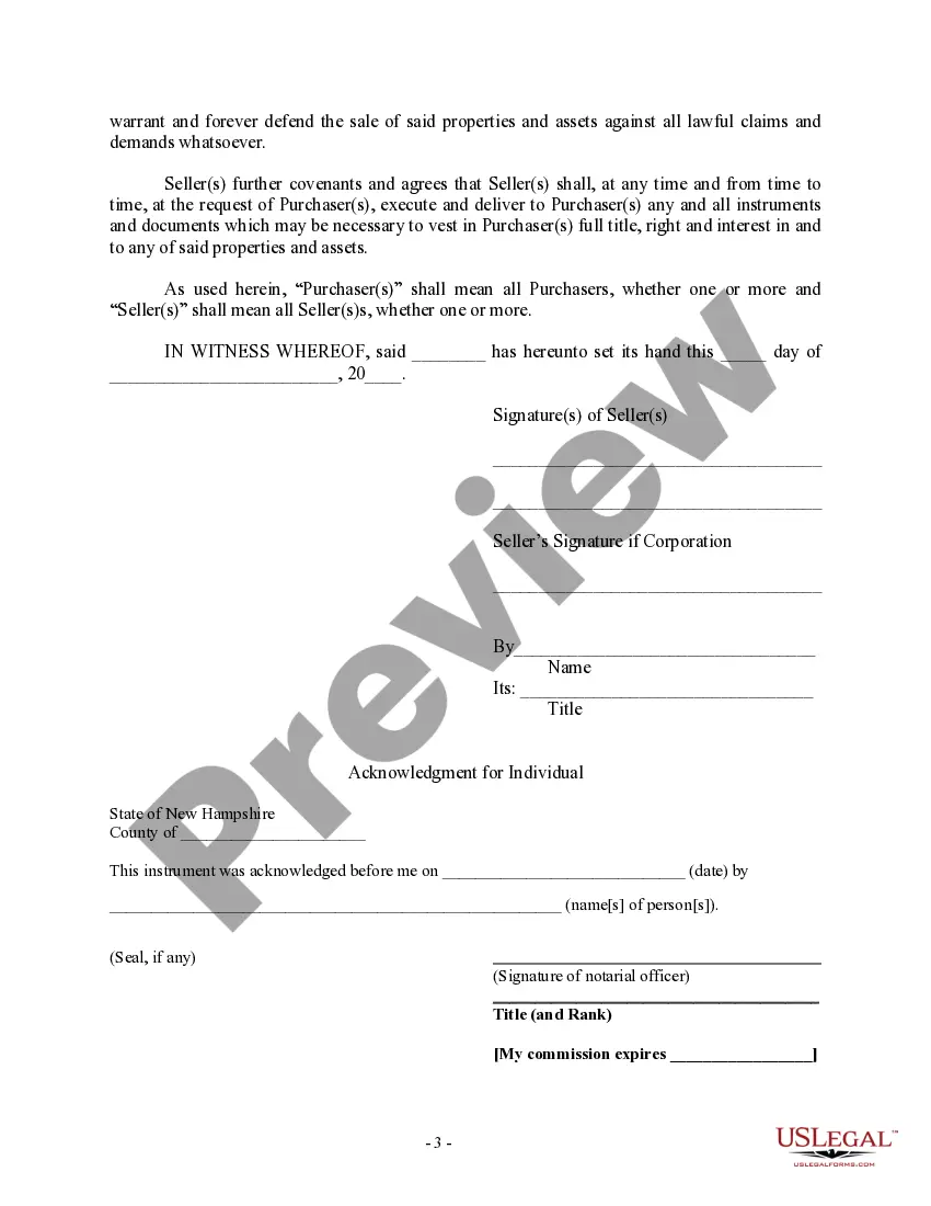 Preview Bill of Sale in Connection with Sale of Business by Individual or Corporate Seller