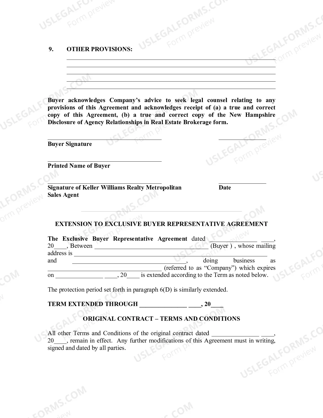 Preview Real Estate Exclusive Buyer Representation Agreement