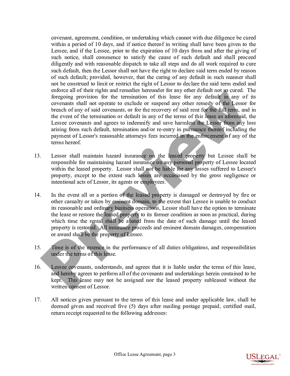 page 2 Office Lease Agreement preview