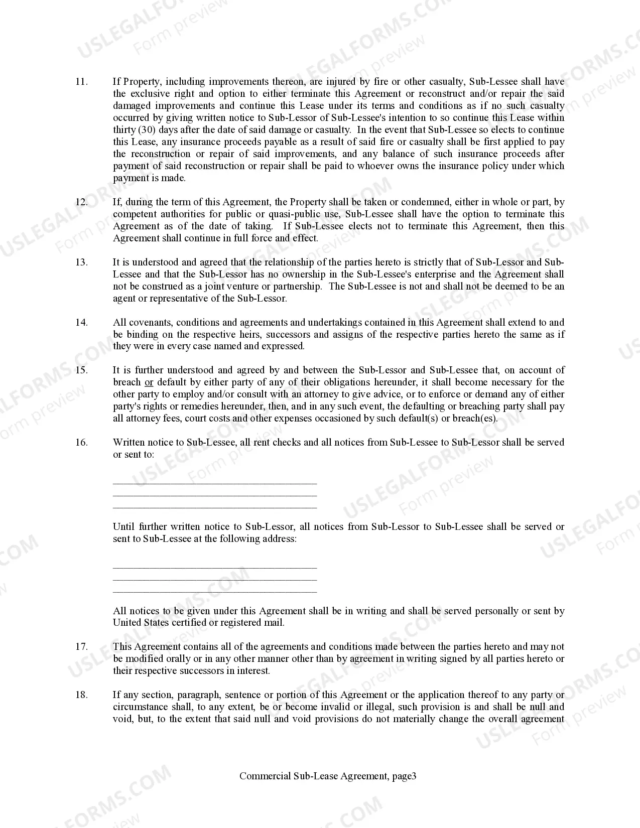 Preview Commercial Sublease