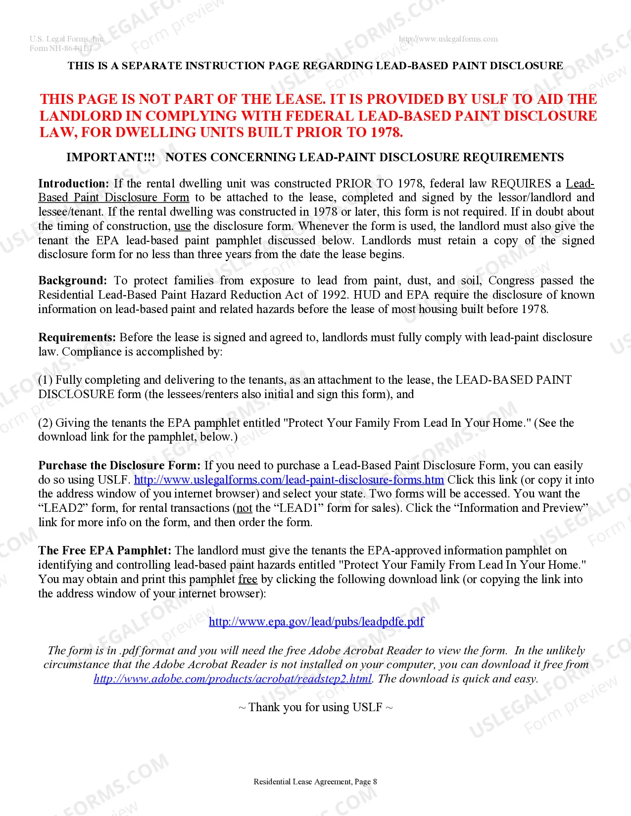 Preview Residential Lease or Rental Agreement for Month to Month