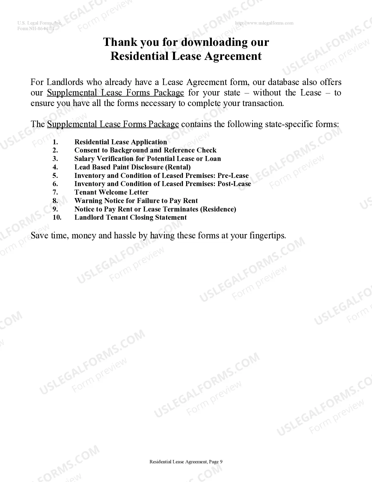 Preview Residential Lease or Rental Agreement for Month to Month