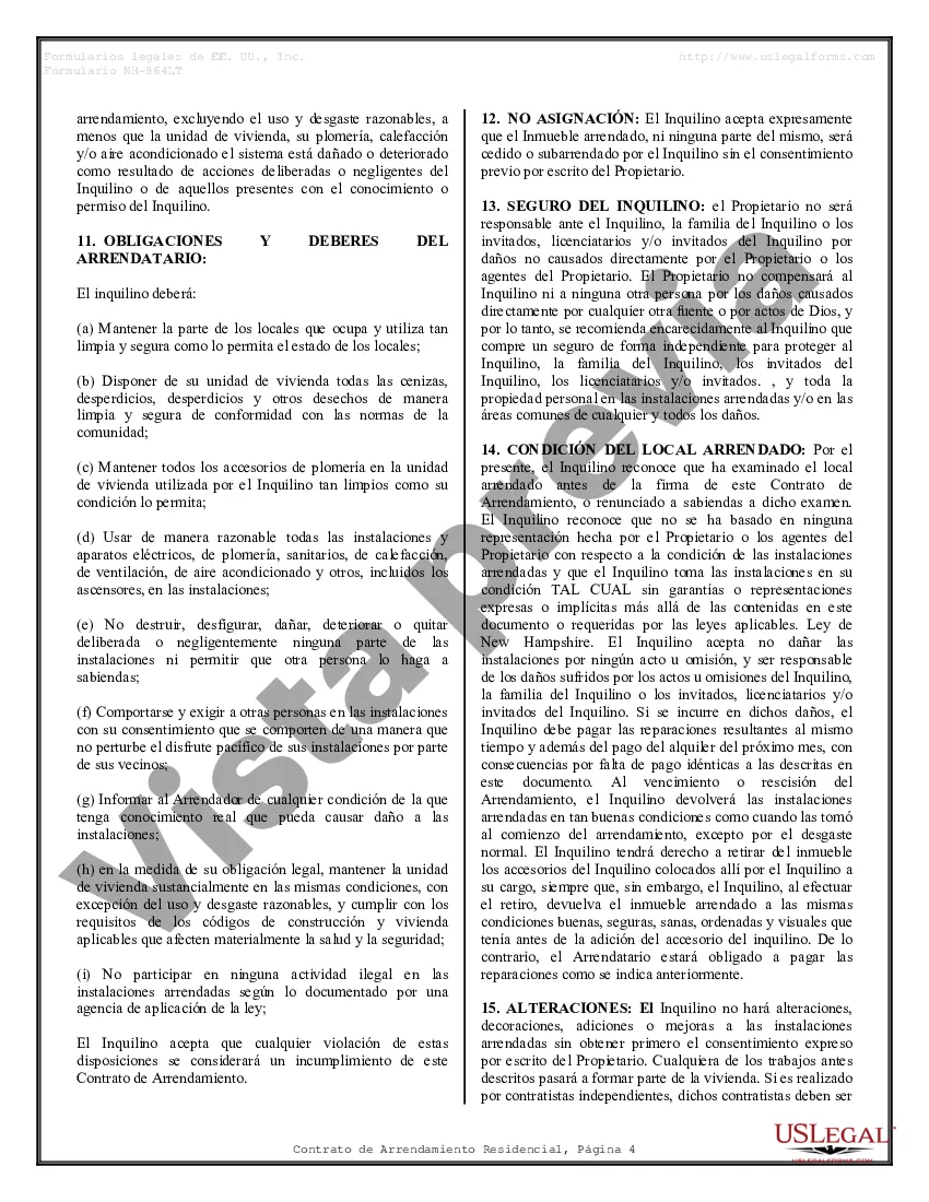 Preview Contrato de arrendamiento de alquiler residencial