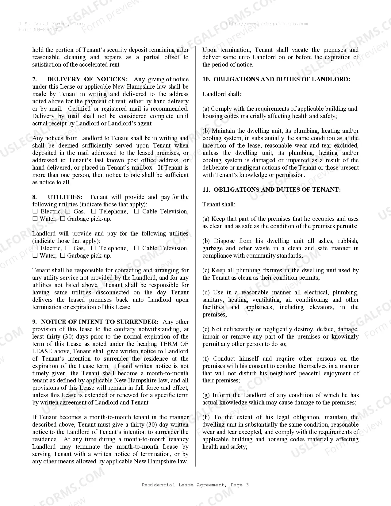 Preview Residential Rental Lease Agreement