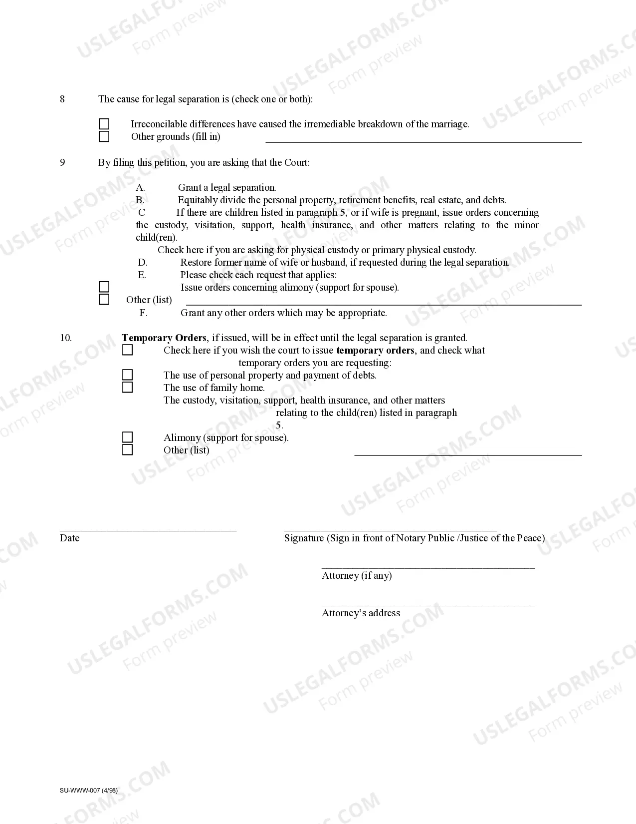 Preview Petition for Legal Separation