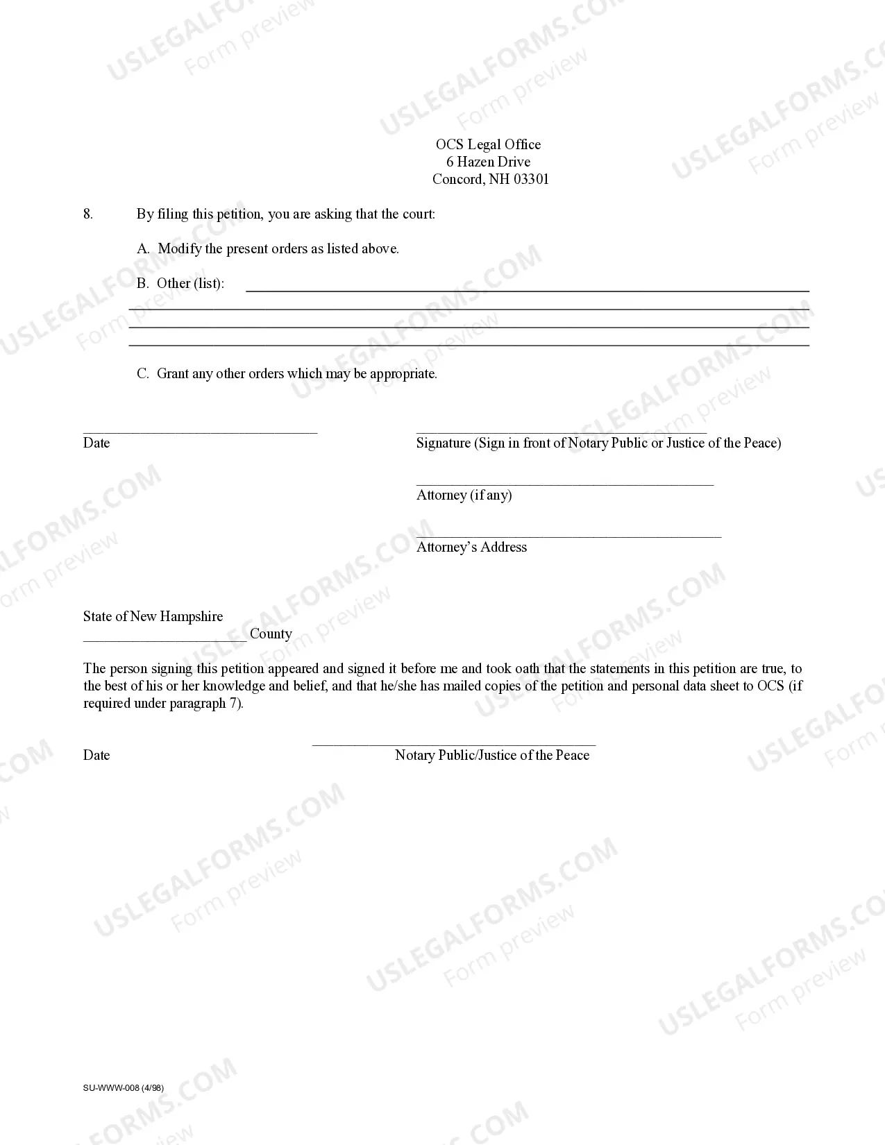 Preview Petition for Modification