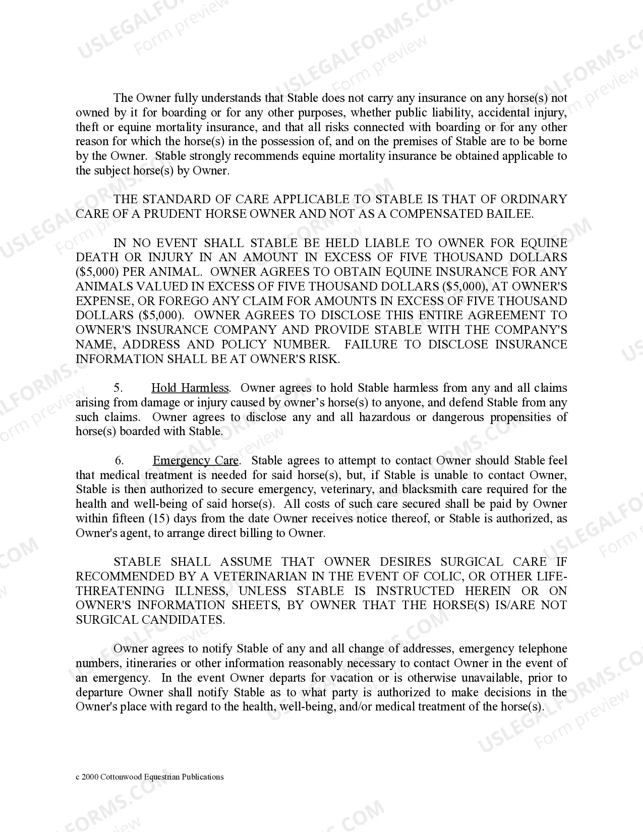 Preview New Hampshire Horse Equine Forms Package