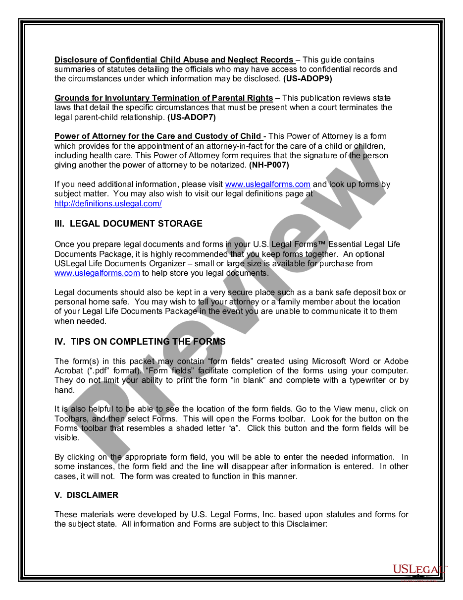 page 2 New Hampshire Relative Caretaker Legal Documents Package preview