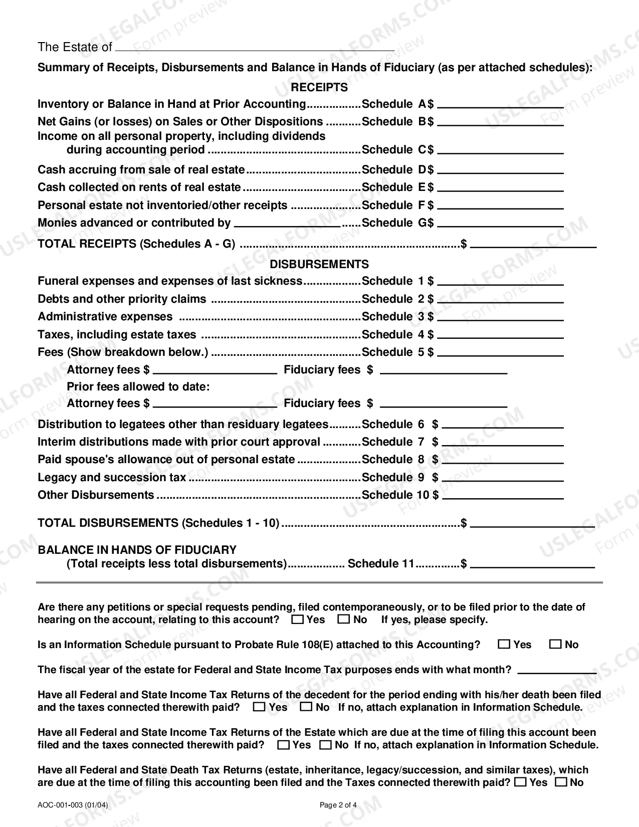 Preview Executor's / Administrator's Accounting