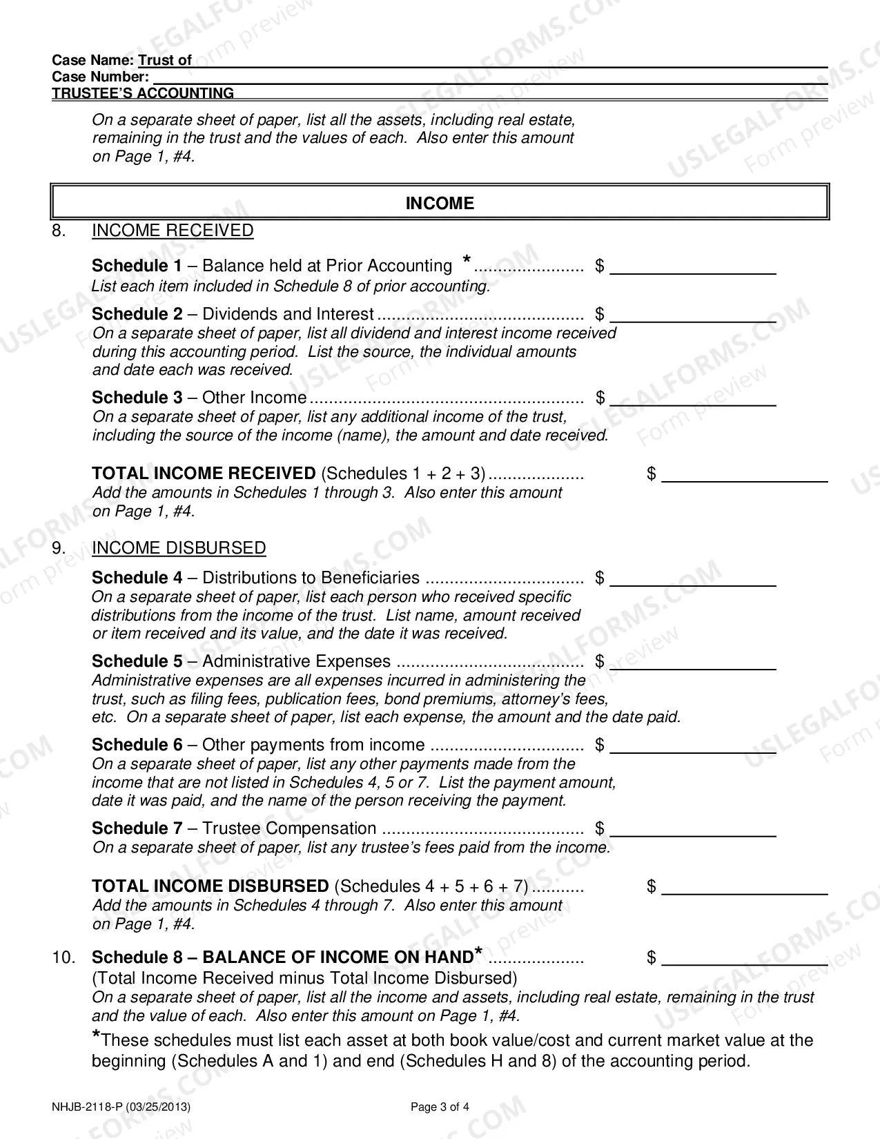 Preview Trustee's Accounting