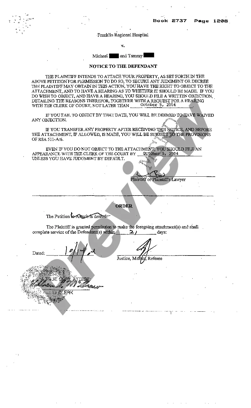 Preview Petition to Attach Real Property with Notice in a Civil Equity Action