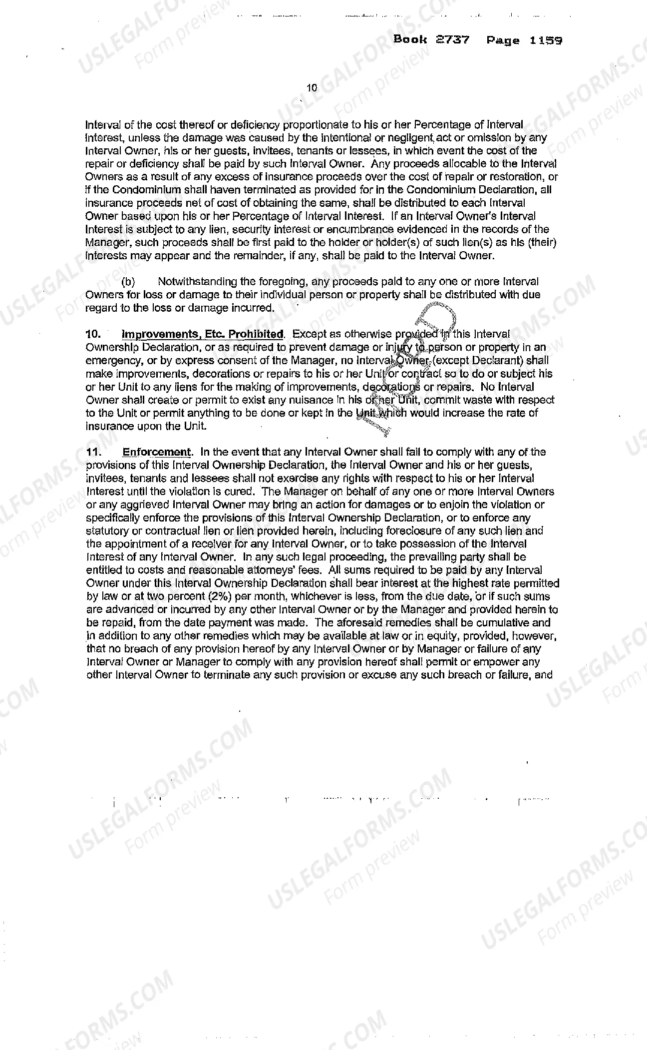 Preview Declaration of Interval Ownership and Trust of a Resort