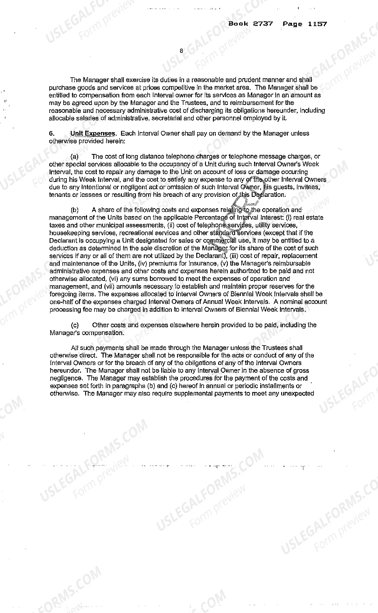 Preview Declaration of Interval Ownership and Trust of a Resort