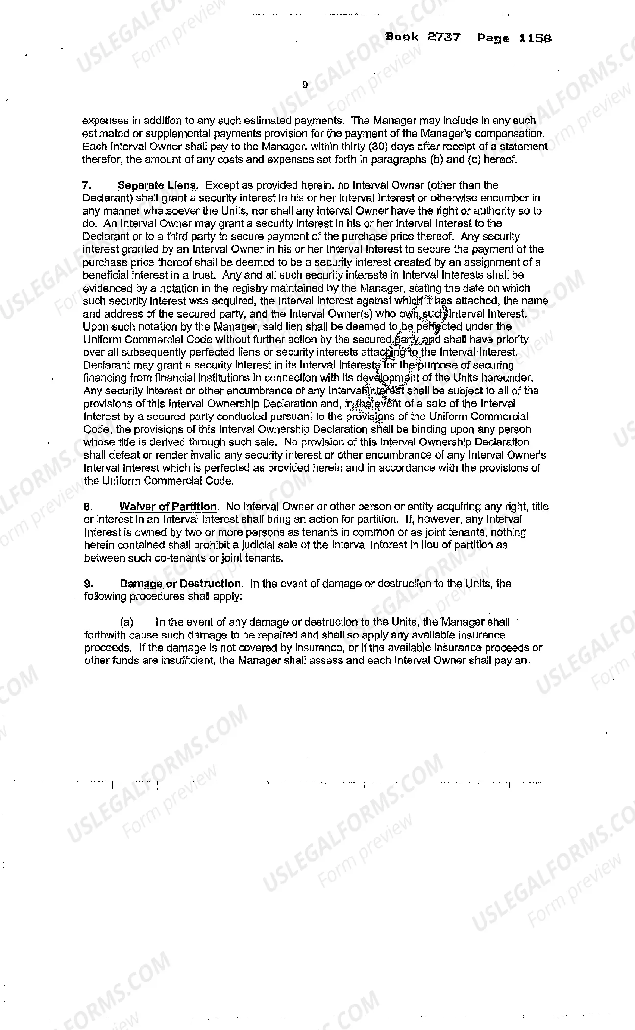 Preview Declaration of Interval Ownership and Trust of a Resort