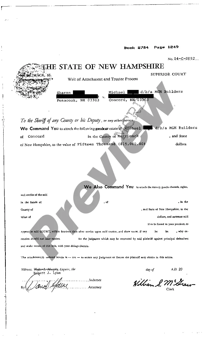 Preview Order to Attach Real Estate