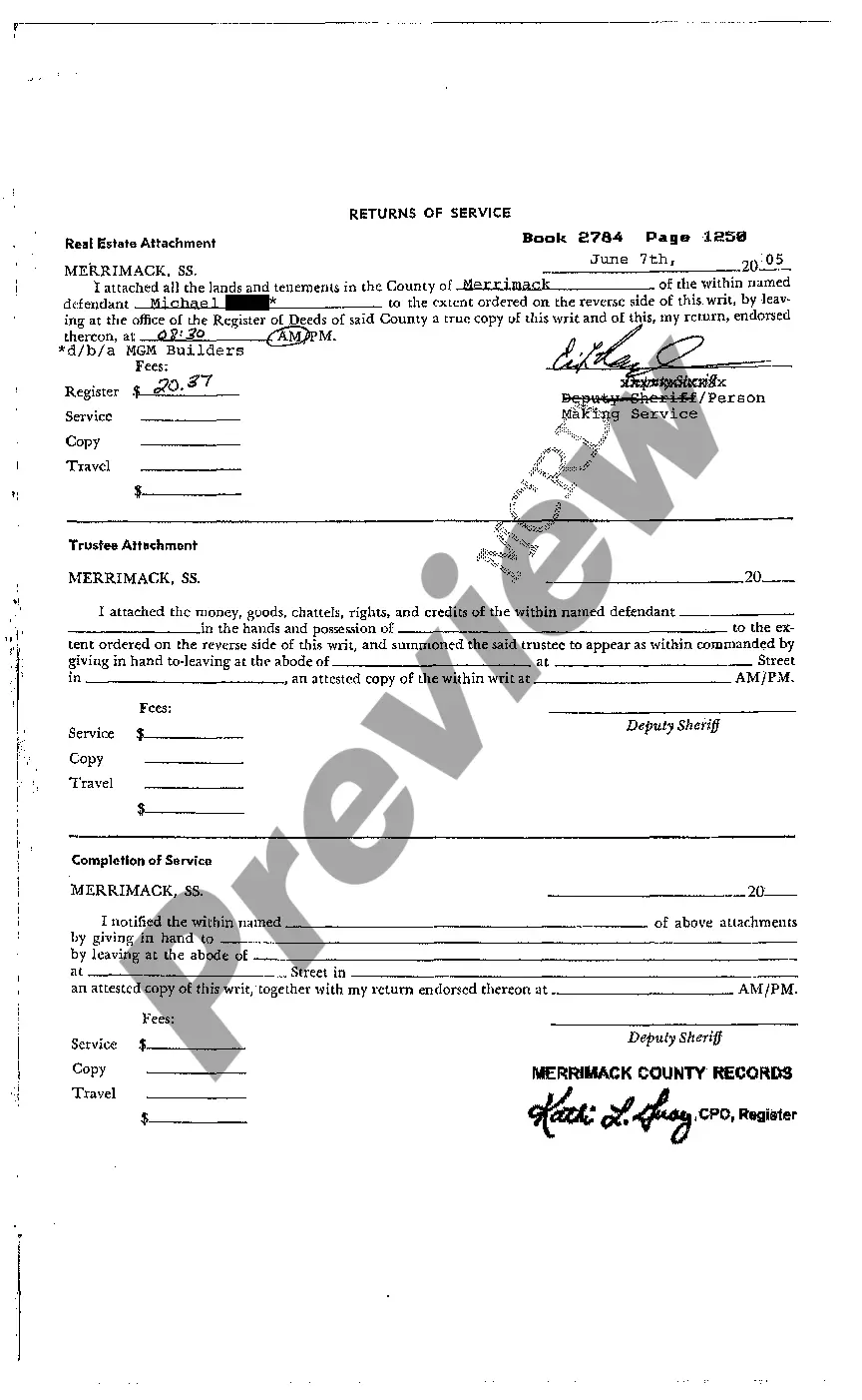 Preview Order to Attach Real Estate