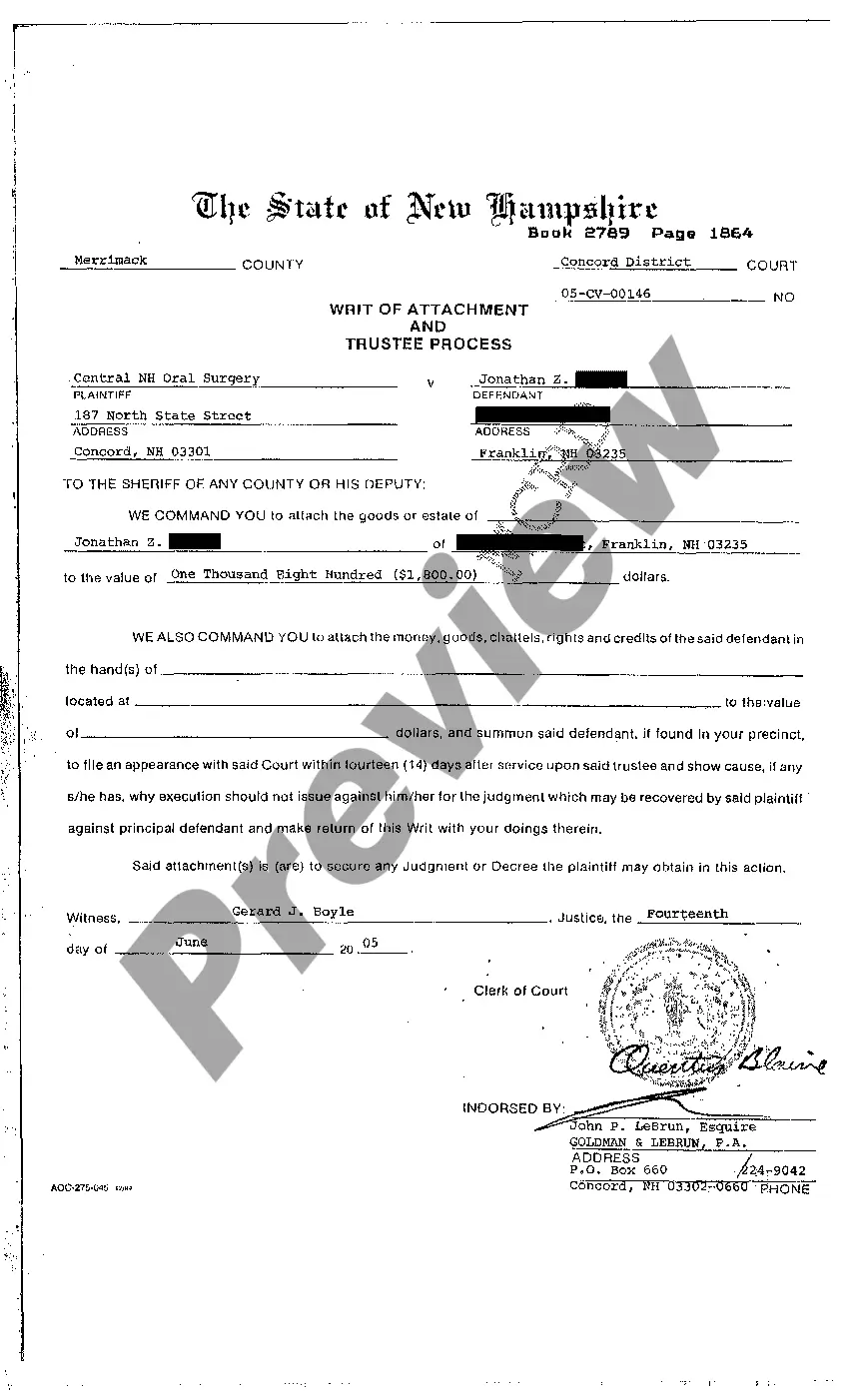 Preview Petition to Attach Property with Notice