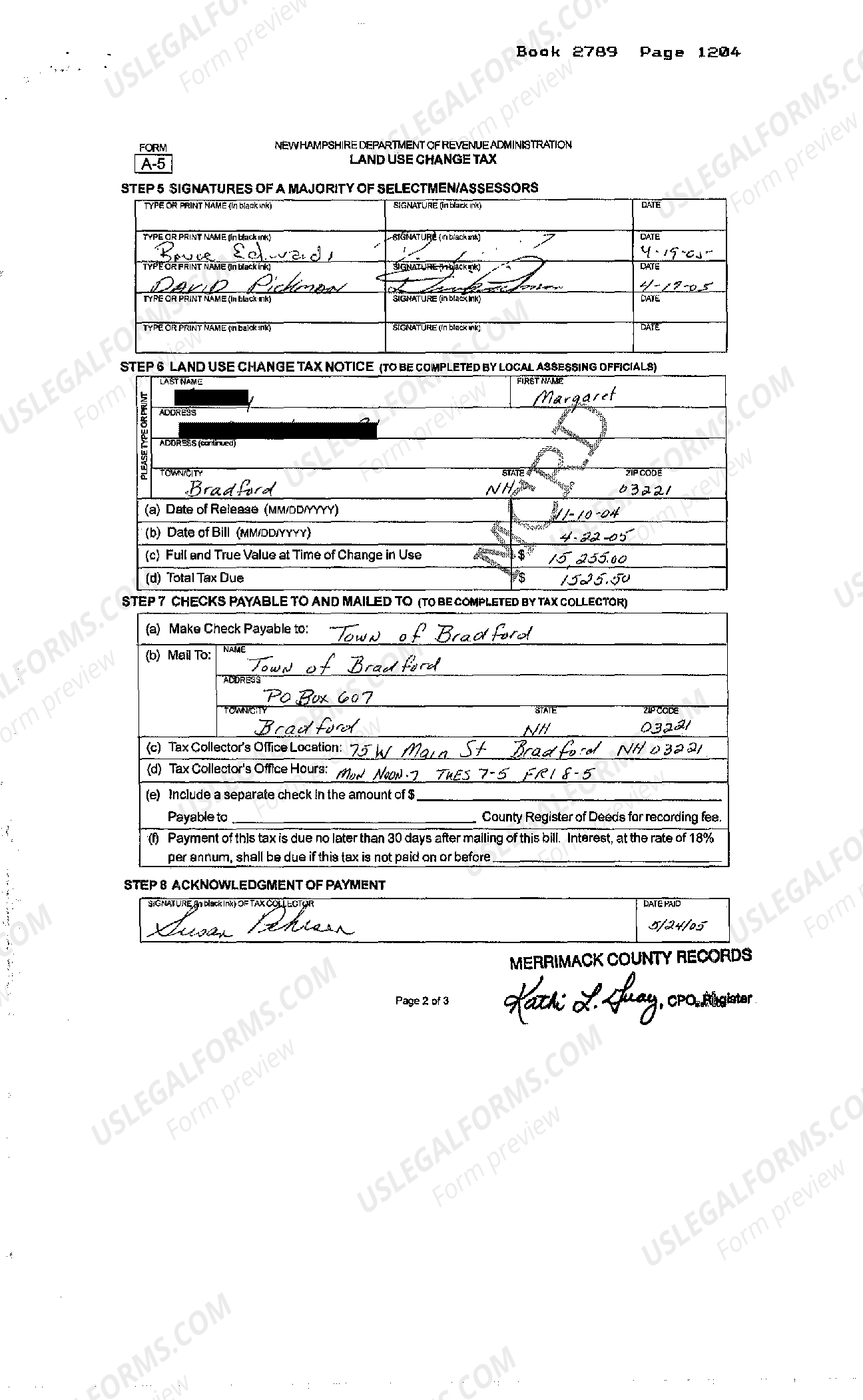 New Hampshire Land Use Change Tax US Legal Forms