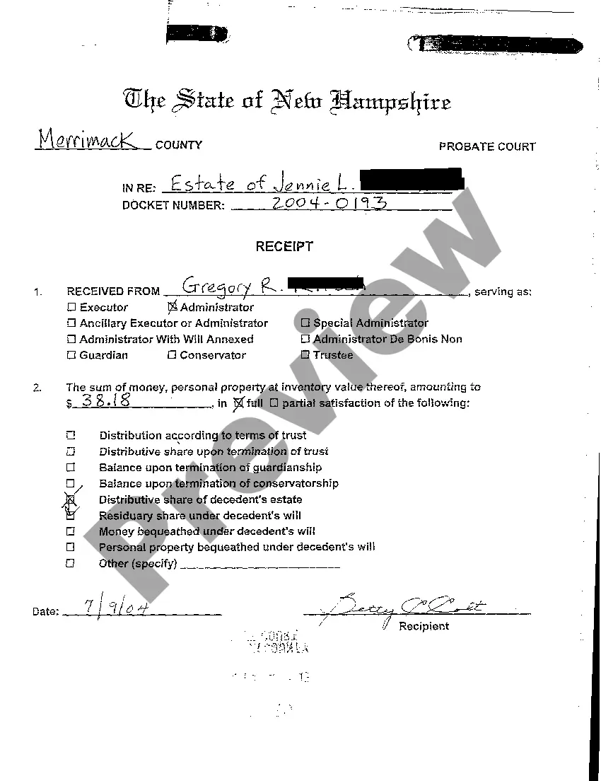 Preview A01 Statement of Voluntary Administration regarding Probate of Will