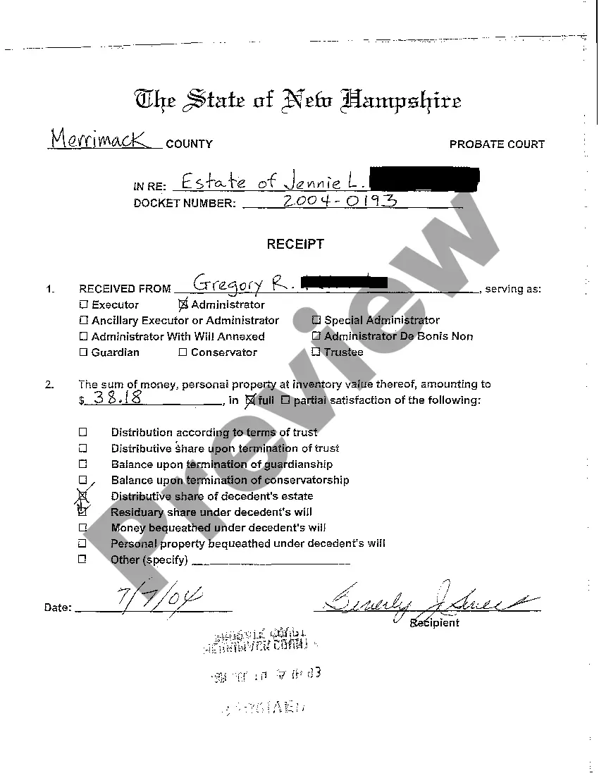 Preview A01 Statement of Voluntary Administration regarding Probate of Will