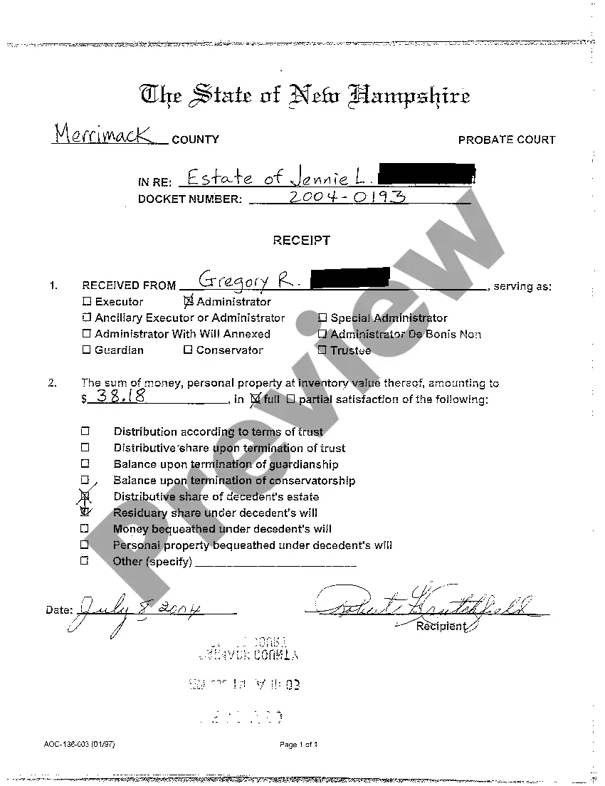 Preview A01 Statement of Voluntary Administration regarding Probate of Will