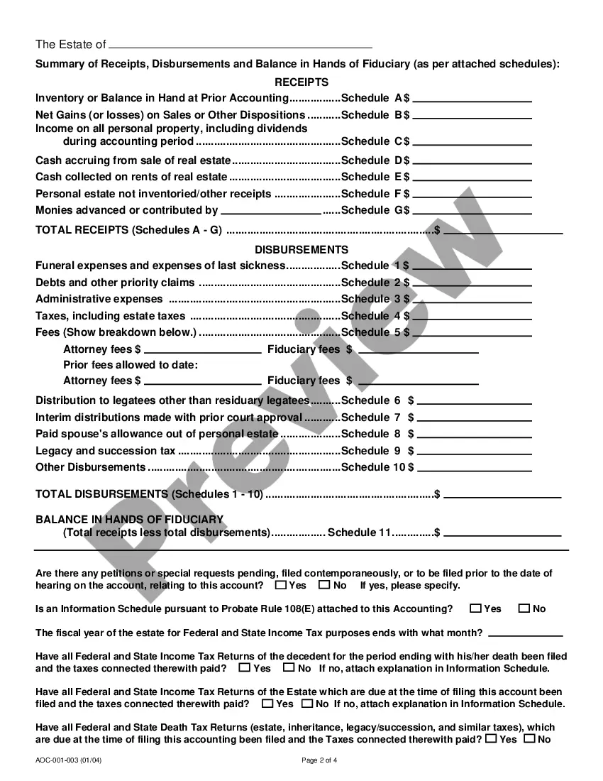 Get A03 Executor's Accounting Preview A03 Executor's Accounting