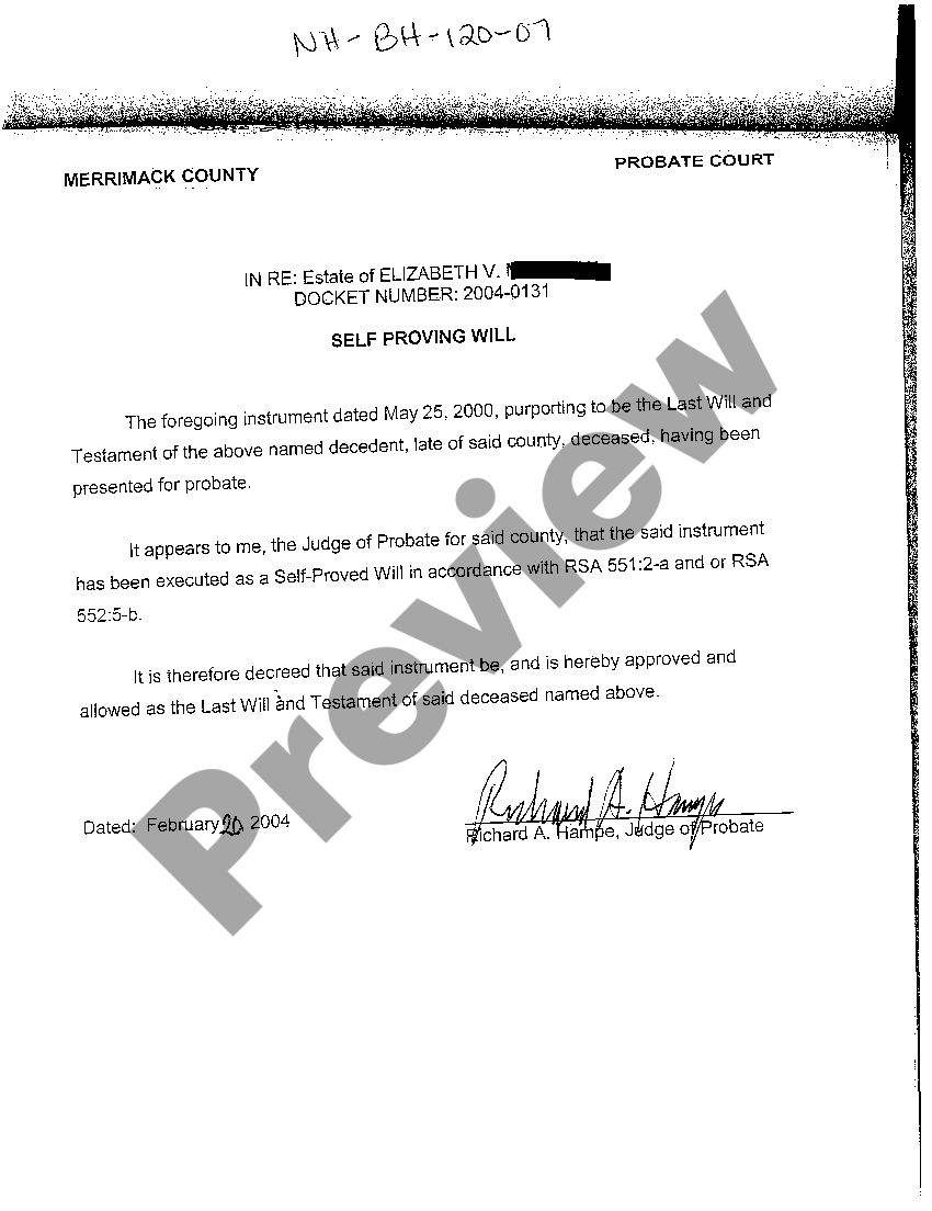 Self Proving Affidavit For Will US Legal Forms