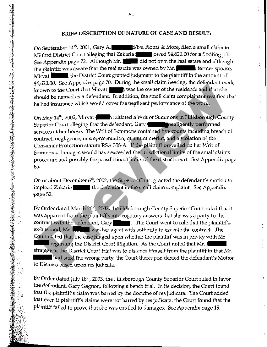 Preview A01 Notice of Appeal for Faulty Flooring Installation