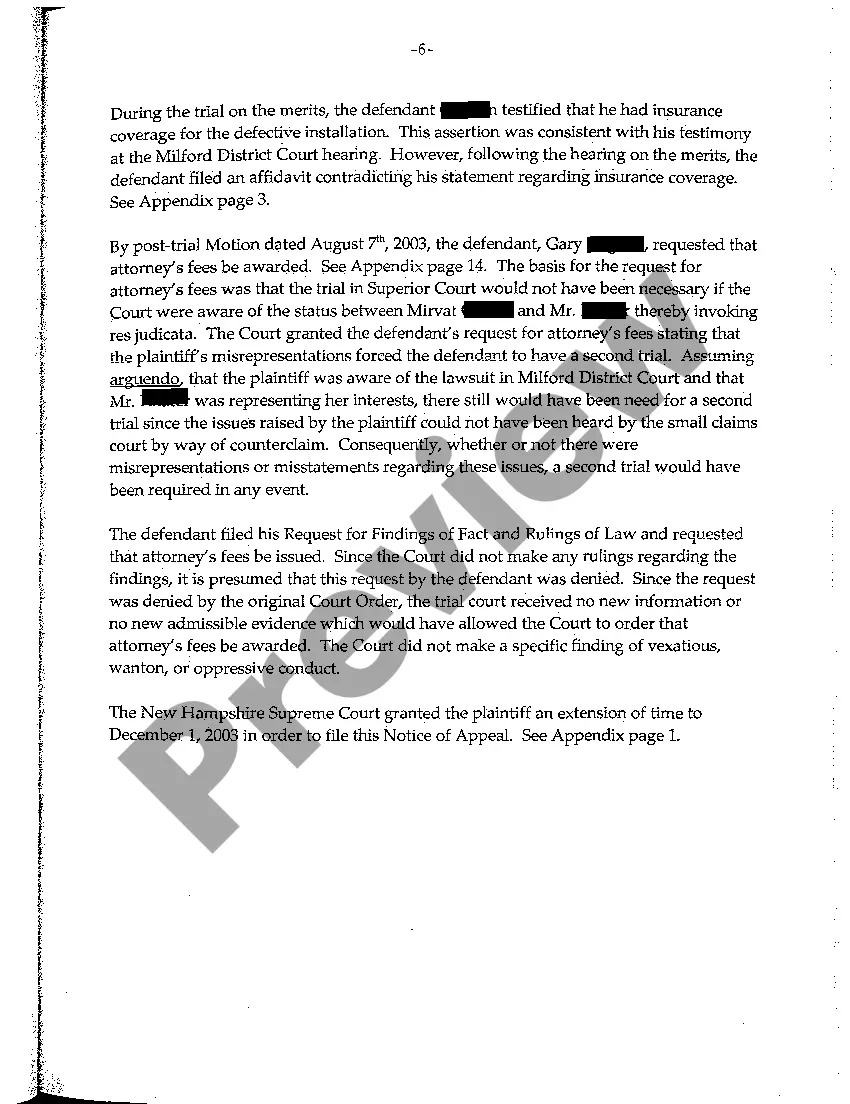 Preview A01 Notice of Appeal for Faulty Flooring Installation