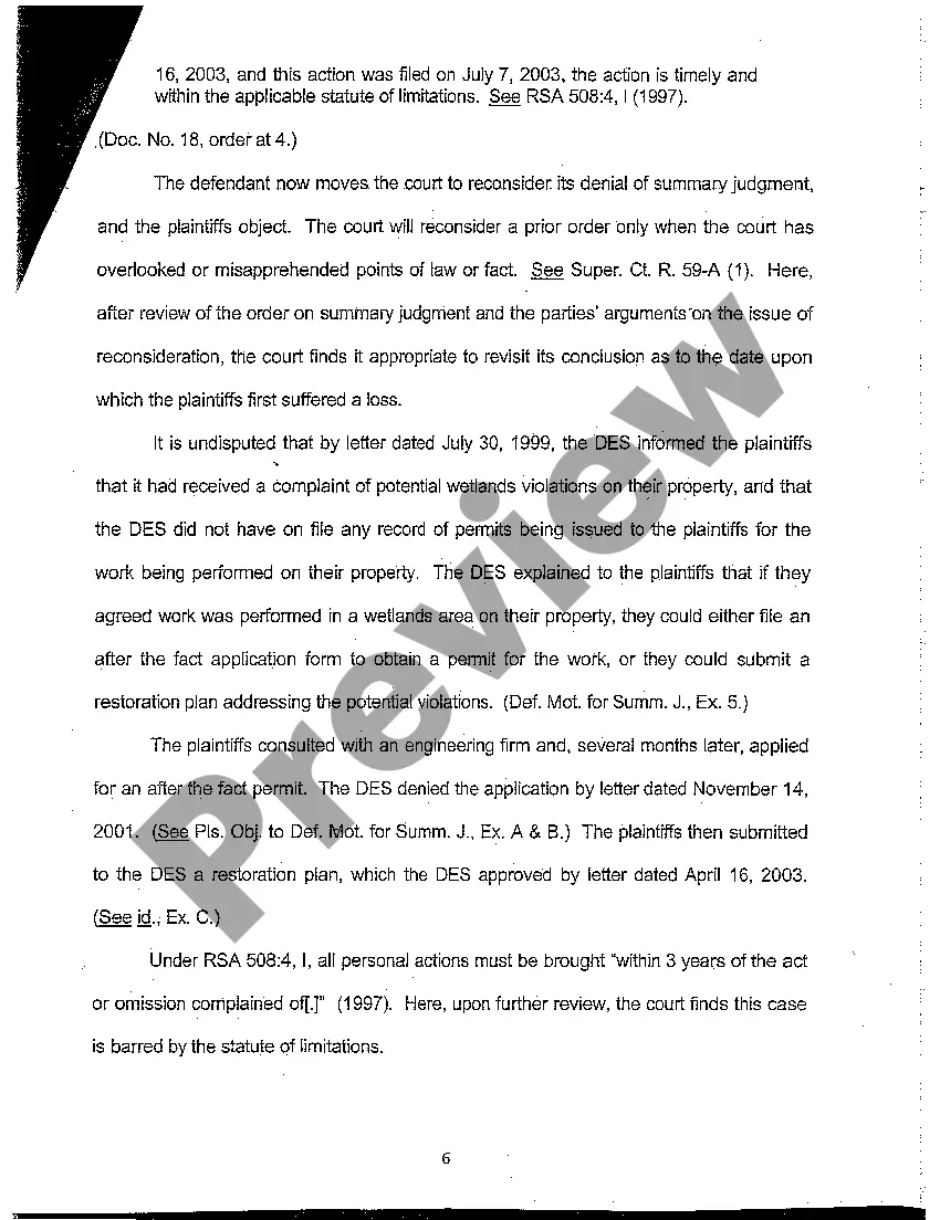 Get A05 Order Denying Defendant's Motion to Reconsider Denial of Summary Judgment Preview A05 Order Denying Defendant's Motion to Reconsider Denial of Summary Judgment
