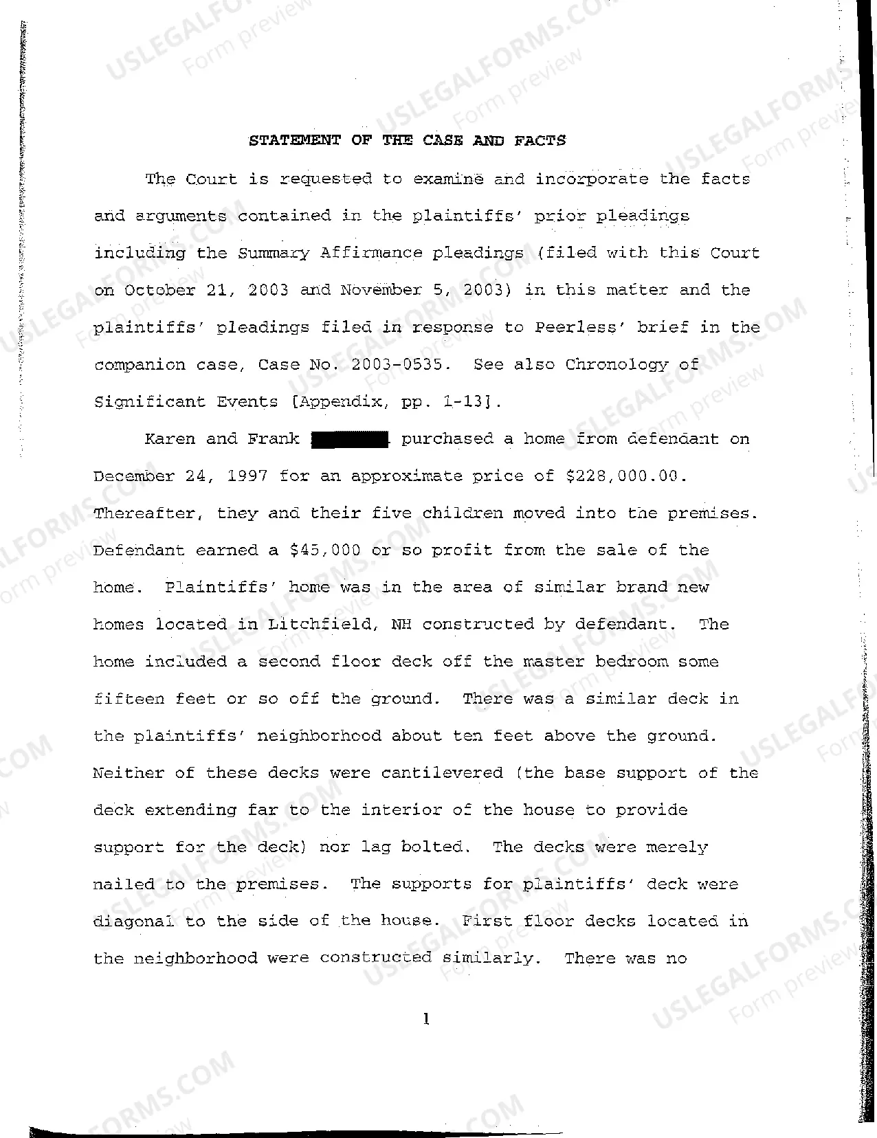 Preview A02 Plaintiffs Appellees' Brief regarding Personal Injury to Appellee Due to Injury Sustained When Deck Collapsed