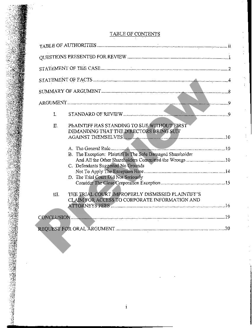 Get A01 Appellant's Brief regarding Shareholders Wrongfully Excluding Majority Shareholder from Participation in Management Preview A01 Appellant's Brief regarding Shareholders Wrongfully Excluding Majority Shareholder from Participation in Management