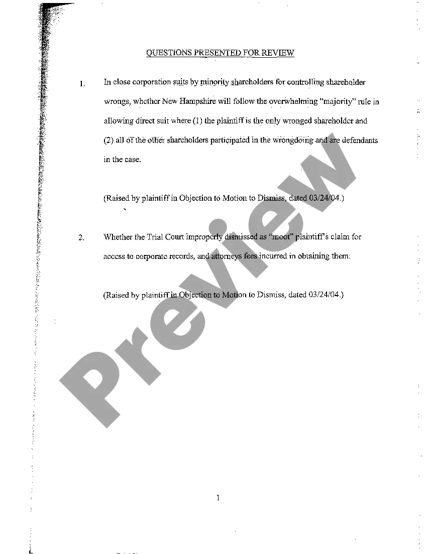 Get A01 Appellant's Brief regarding Shareholders Wrongfully Excluding Majority Shareholder from Participation in Management Preview A01 Appellant's Brief regarding Shareholders Wrongfully Excluding Majority Shareholder from Participation in Management