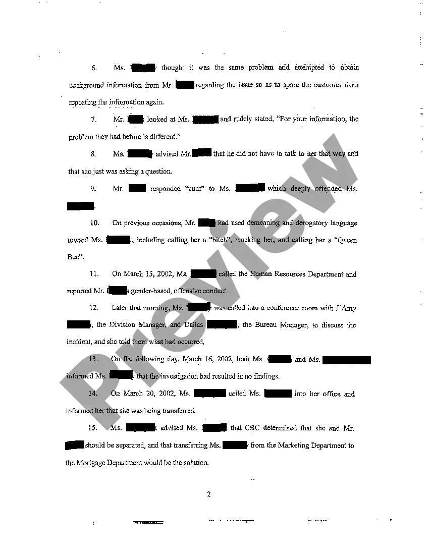 Preview A01 Declaration for Writ of Summons for Wrongful Termination and Employment Discrimination