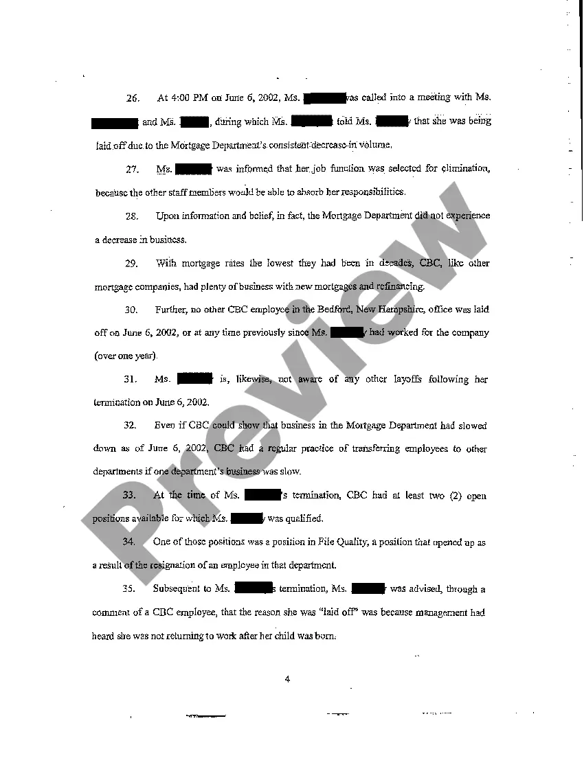 Preview A01 Declaration for Writ of Summons for Wrongful Termination and Employment Discrimination