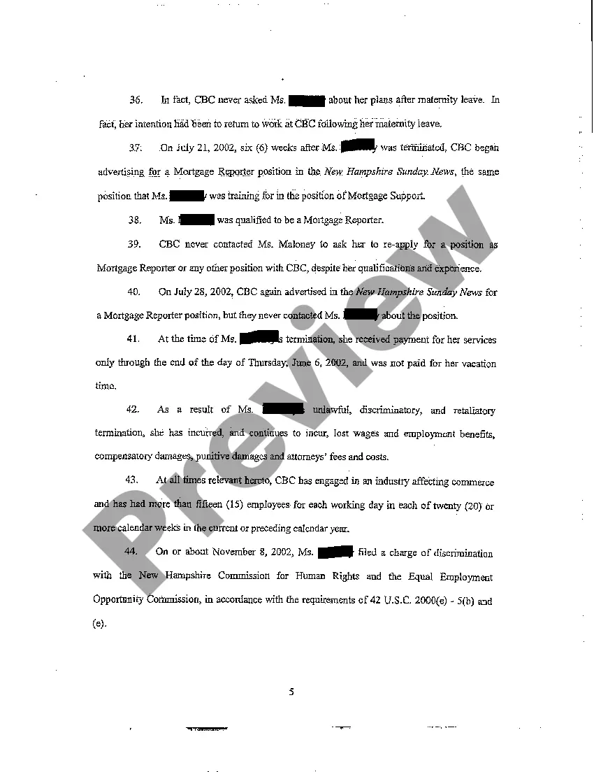 Preview A01 Declaration for Writ of Summons for Wrongful Termination and Employment Discrimination