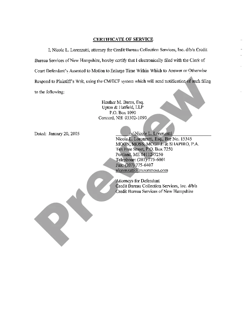 Preview A02 Defendant's Assented to Motion to Enlarge Time Within Which to Answer or Otherwise Respond to Plaintiff's Writ
