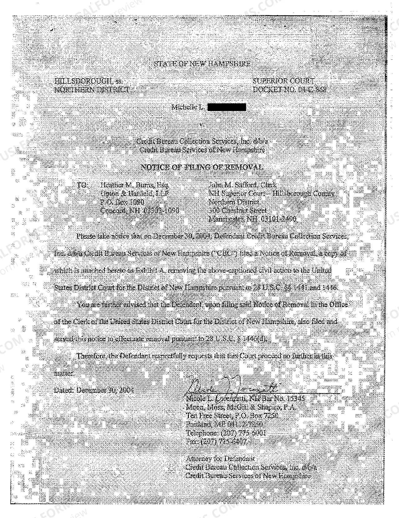 Preview A03 Notice of Filing of Removal to United States District Court