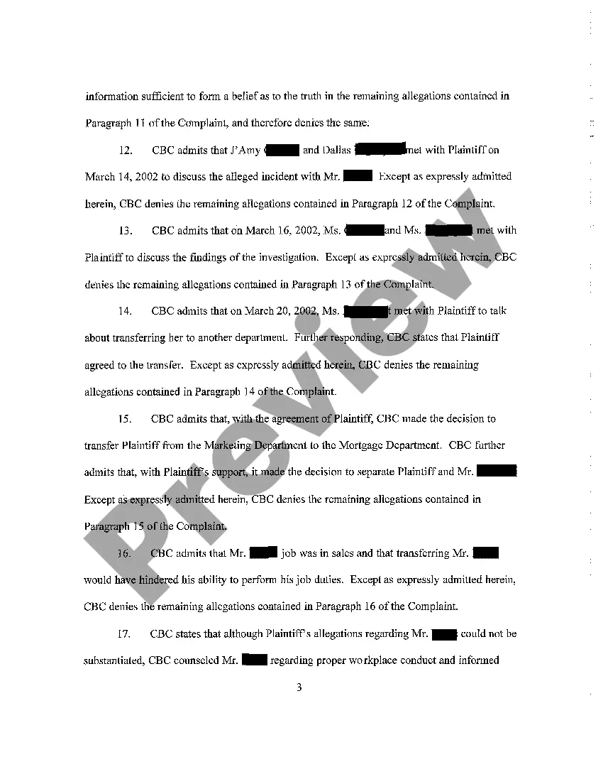 Get A05 Defendant's Answer to Complaint Preview A05 Defendant's Answer to Complaint