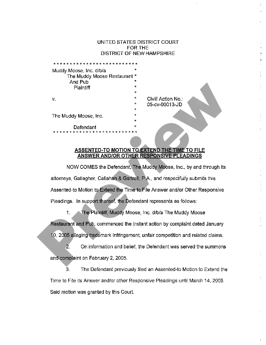 Preview A04 Assented to Motion to Extend the Time to File Answer and or Other Responsive Pleadings