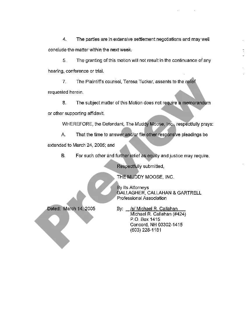 Preview A04 Assented to Motion to Extend the Time to File Answer and or Other Responsive Pleadings
