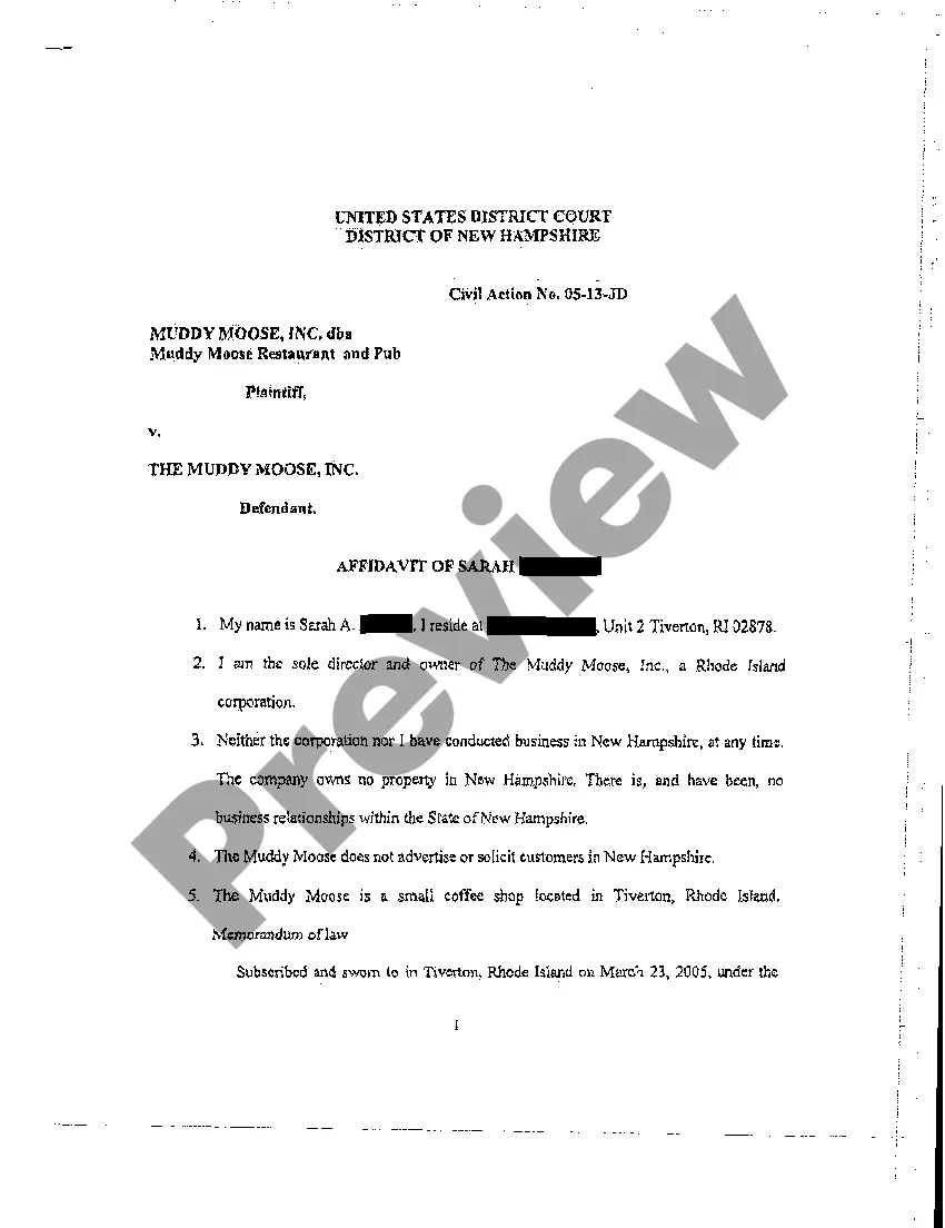 Preview A05 Defendant's Motion to Dismiss and Memorandum of Law in Support of Motion to Dismiss