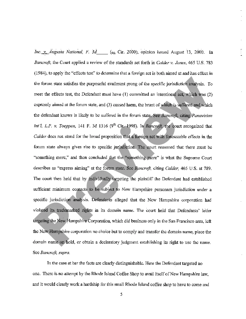 Preview A05 Defendant's Motion to Dismiss and Memorandum of Law in Support of Motion to Dismiss