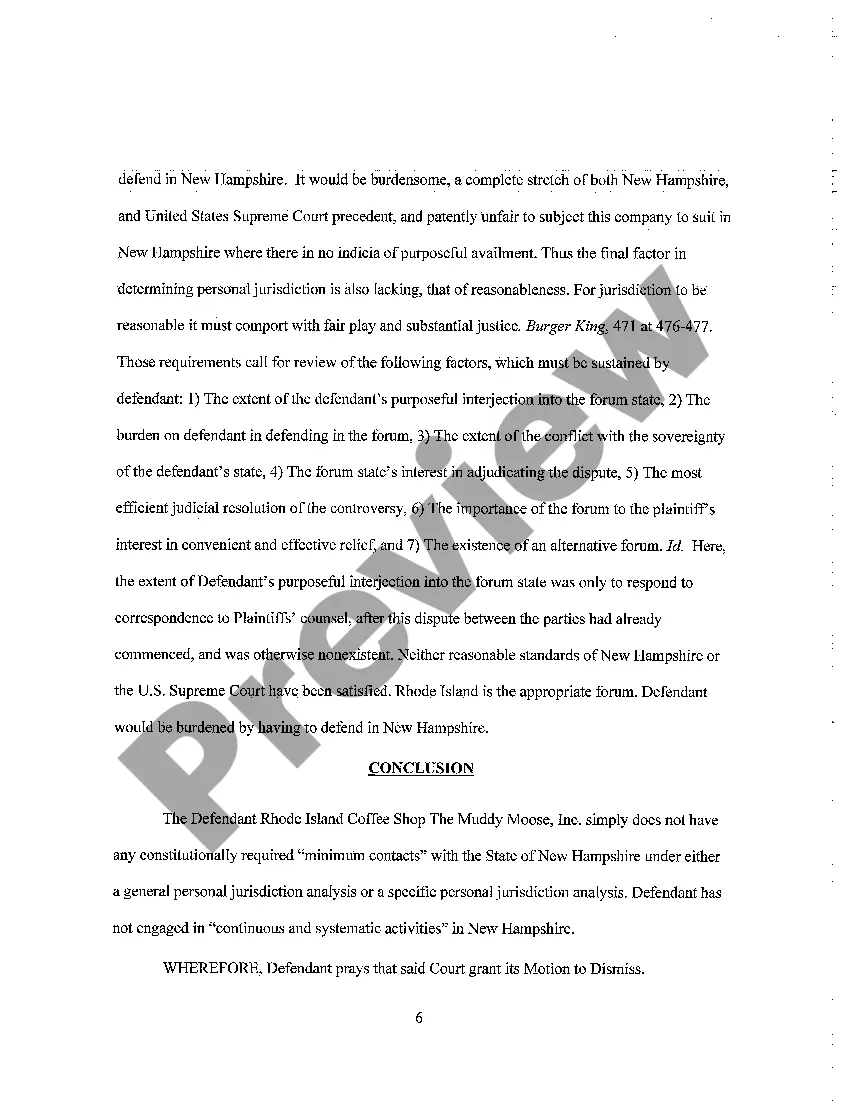 Preview A05 Defendant's Motion to Dismiss and Memorandum of Law in Support of Motion to Dismiss