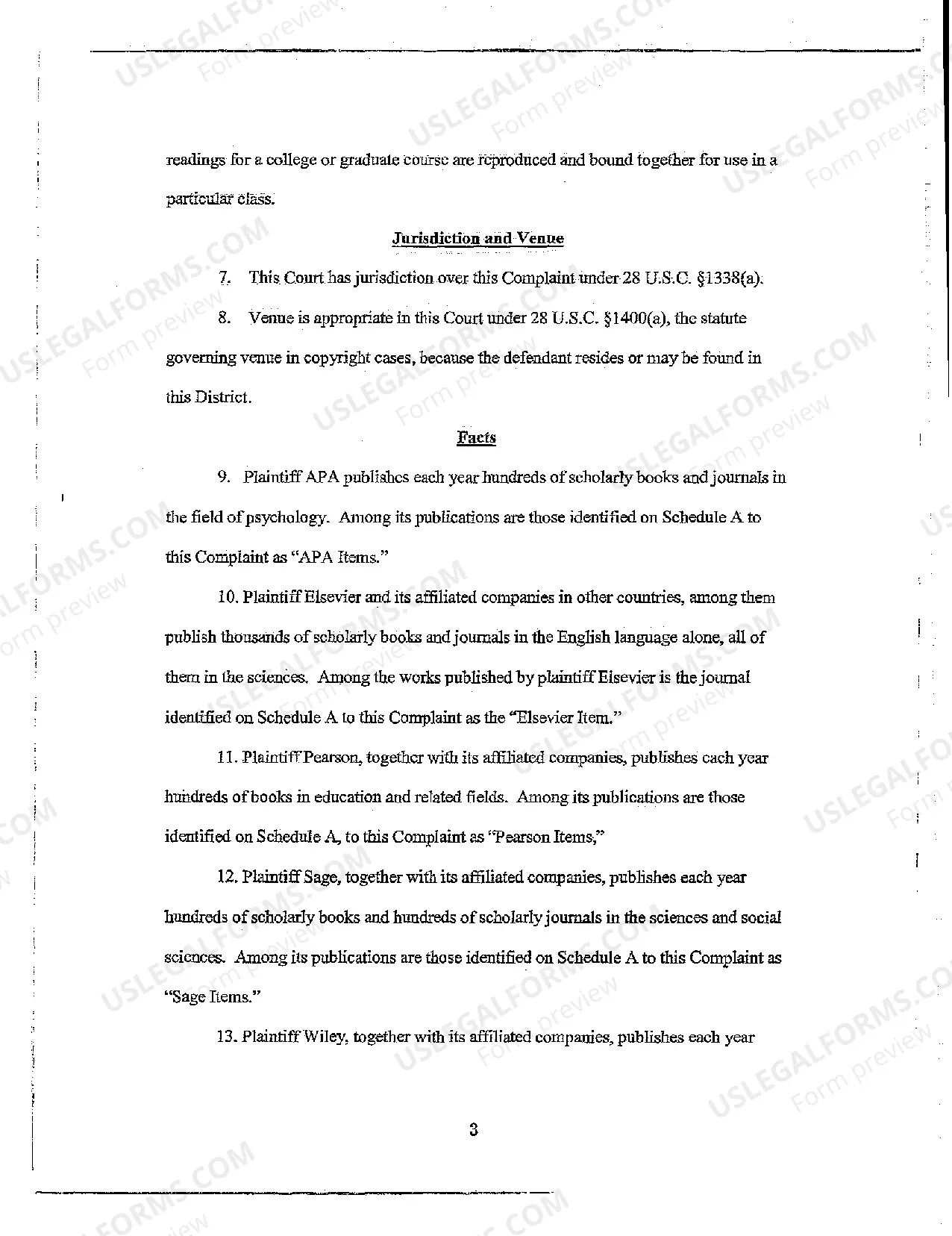 Preview A01 Complaint for Copyright Infringement in "Coursepacking"