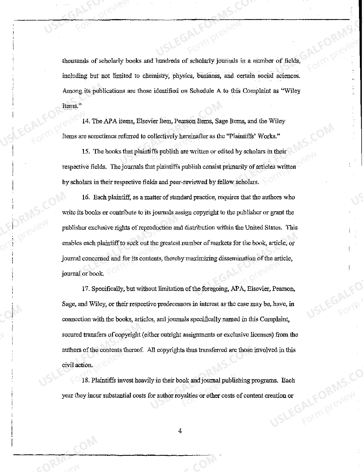 Preview A01 Complaint for Copyright Infringement in "Coursepacking"