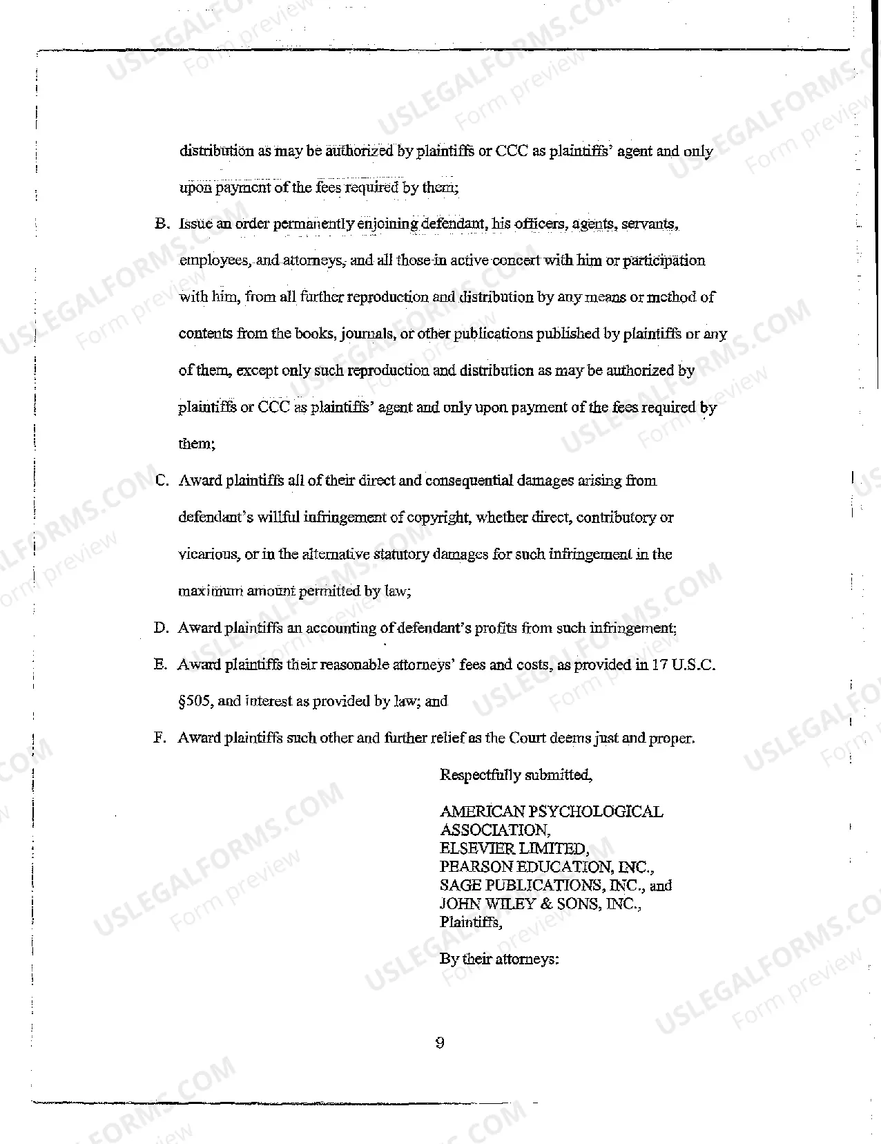 Preview A01 Complaint for Copyright Infringement in "Coursepacking"